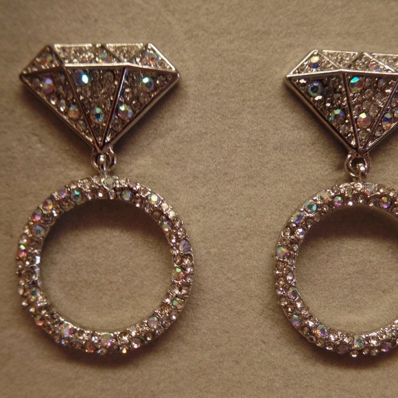 BaubleBar Jewelry - NEW On Card Baublebar Faux Bling Diamond Chunk Post Ear Rings